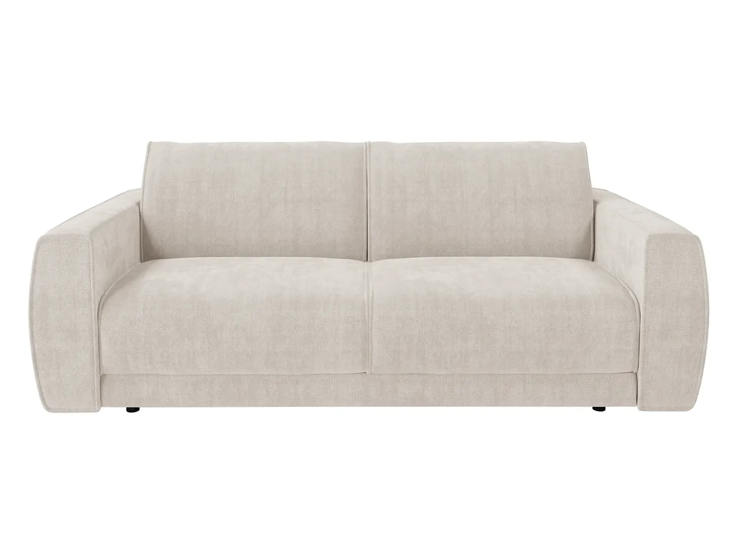 Sofá de 3 lugares conversível expresso em tecido chenille bege 140 cm colchão 16 cm VOMERA