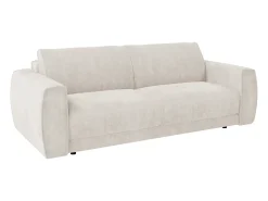 Sofá de 3 lugares conversível expresso em tecido chenille bege 140 cm colchão 16 cm VOMERA