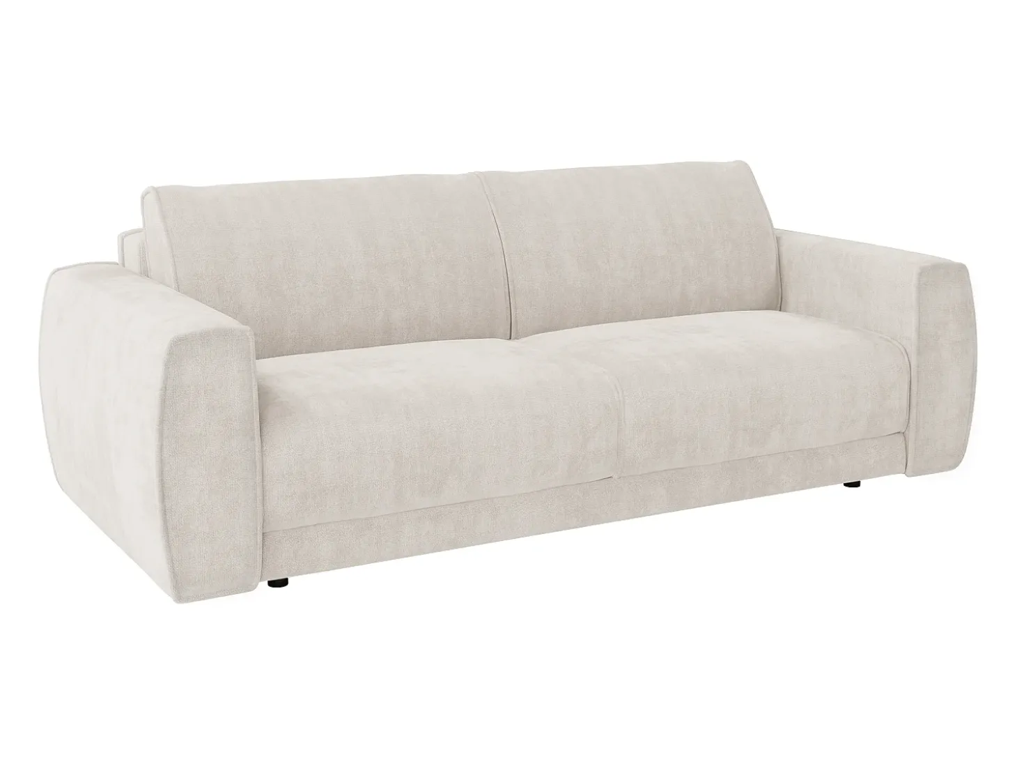 Sofá de 3 lugares conversível expresso em tecido chenille bege 140 cm colchão 16 cm VOMERA