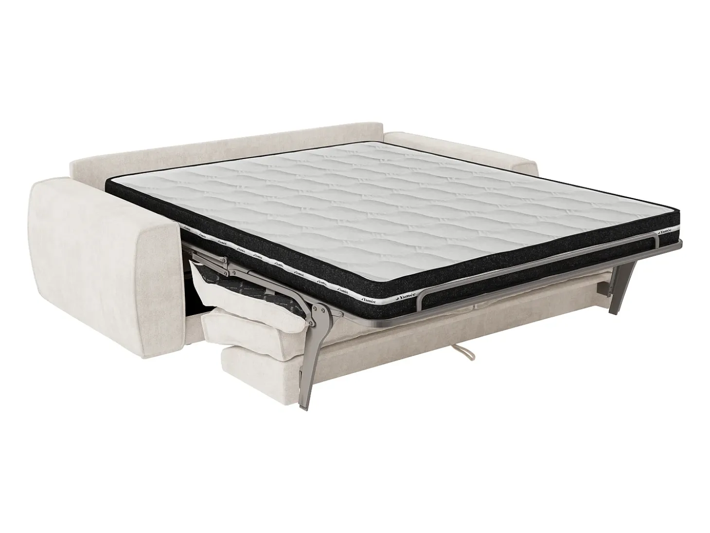 Sofá de 3 lugares conversível expresso em tecido chenille bege 140 cm colchão 16 cm VOMERA