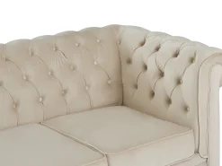 Sofá de 3 lugares conversível em veludo bege CHESTERFIELD