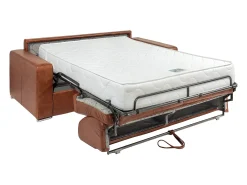 Sofá de 4 lugares conversível express em couro vintage caramelo 160 cm colchão 22 cm CALITO