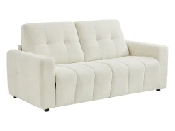 Sofá de 3 lugares conversível em tecido chenille bege colchão 12 cm ISISTIA