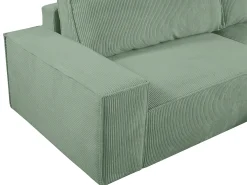 Sofá de 4 lugares convertível veludo canelado verde amêndoa - AMELIA