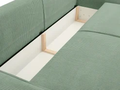 Sofá de 4 lugares convertível veludo canelado verde amêndoa - AMELIA