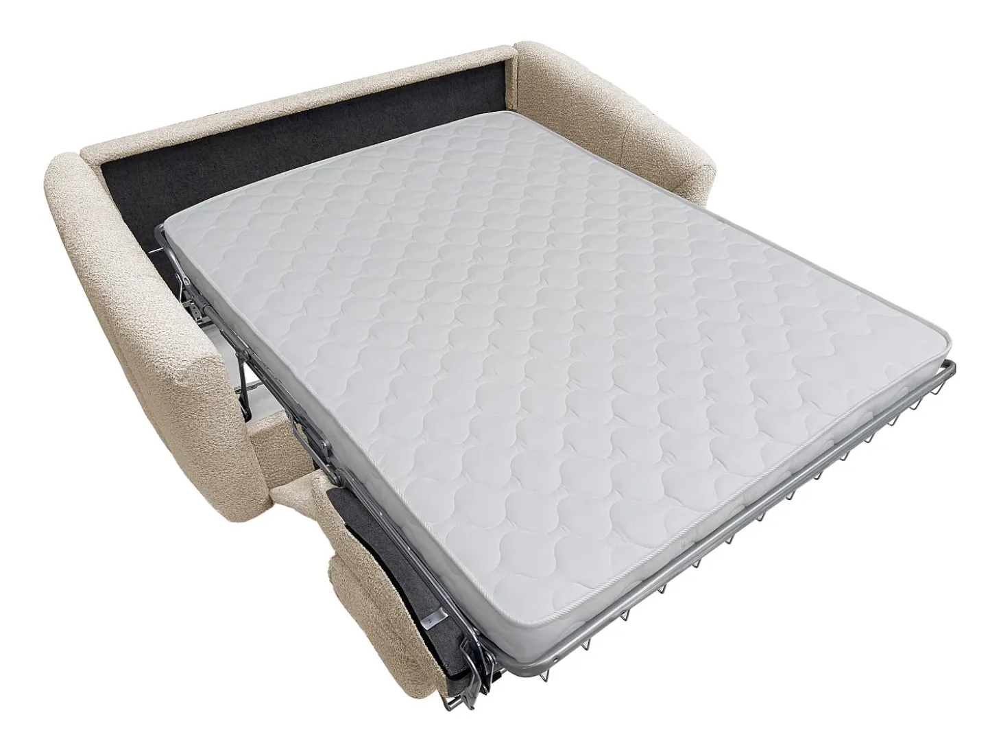 Sofá de 3 lugares convertível abertura rápidatecido bouclé bege, cama 140 cm RETUNA II