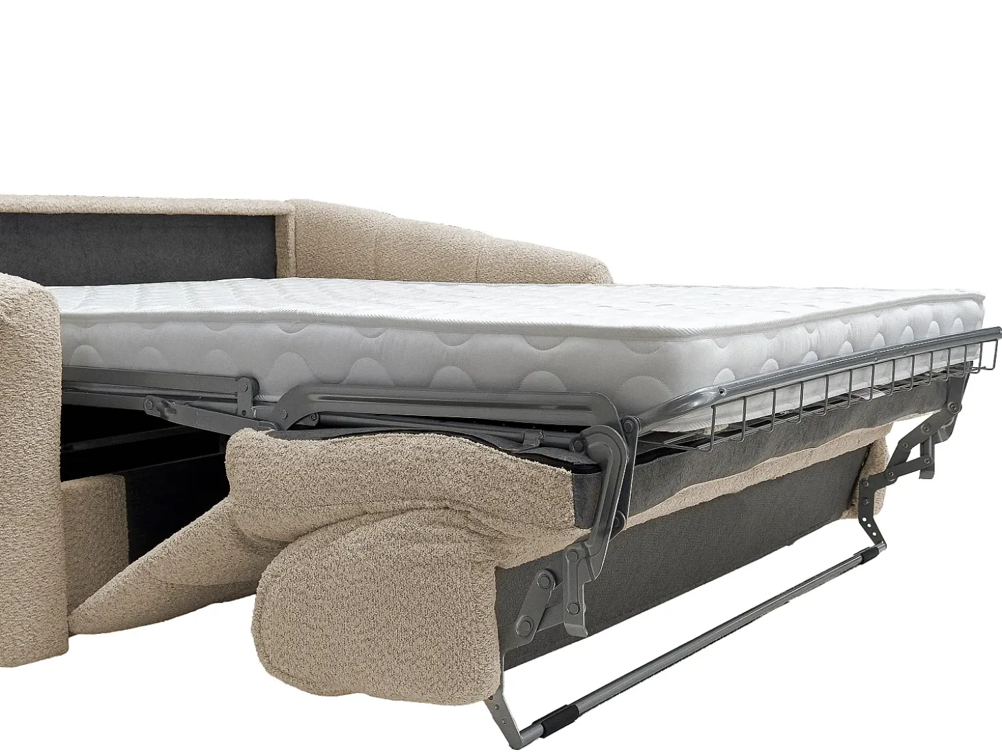 Sofá de 3 lugares convertível abertura rápidatecido bouclé bege, cama 140 cm RETUNA II