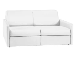 Sofá de 3 lugares convertível de abertura rápida em pele sintética branco colchão de espuma de 18 cm - CALIFE