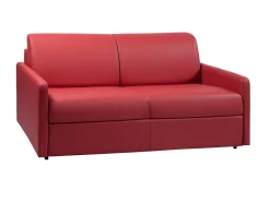 Sofá de 3 lugares convertível de abertura rápida em pele sintética vermelho colchão de espuma de 18 cm - CALIFE