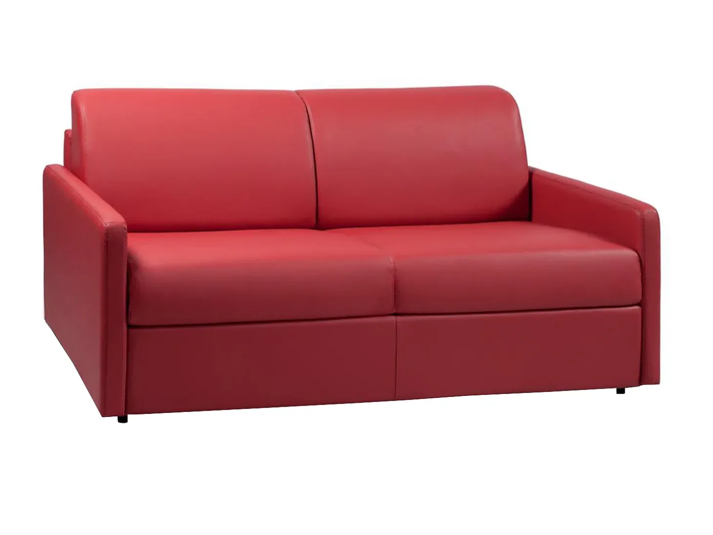 Sofá de 3 lugares convertível de abertura rápida em pele sintética vermelho colchão de espuma de 18 cm - CALIFE