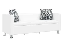 Sofá de 3 lugares couro artificial branco