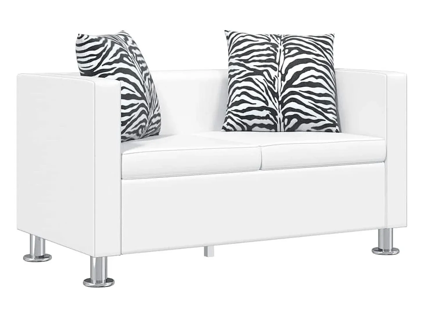 Sofá de 2 lugares couro artificial branco