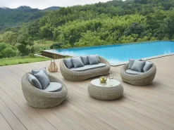 Sofá de 3 lugares de jardim resina entrançada natural escuro - WHITEHEAVEN de MYLIA