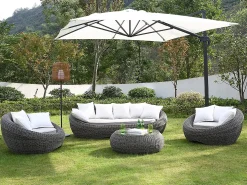 Sofá de 3 lugares de jardim em resina entrançada cinza - WHITEHEAVEN