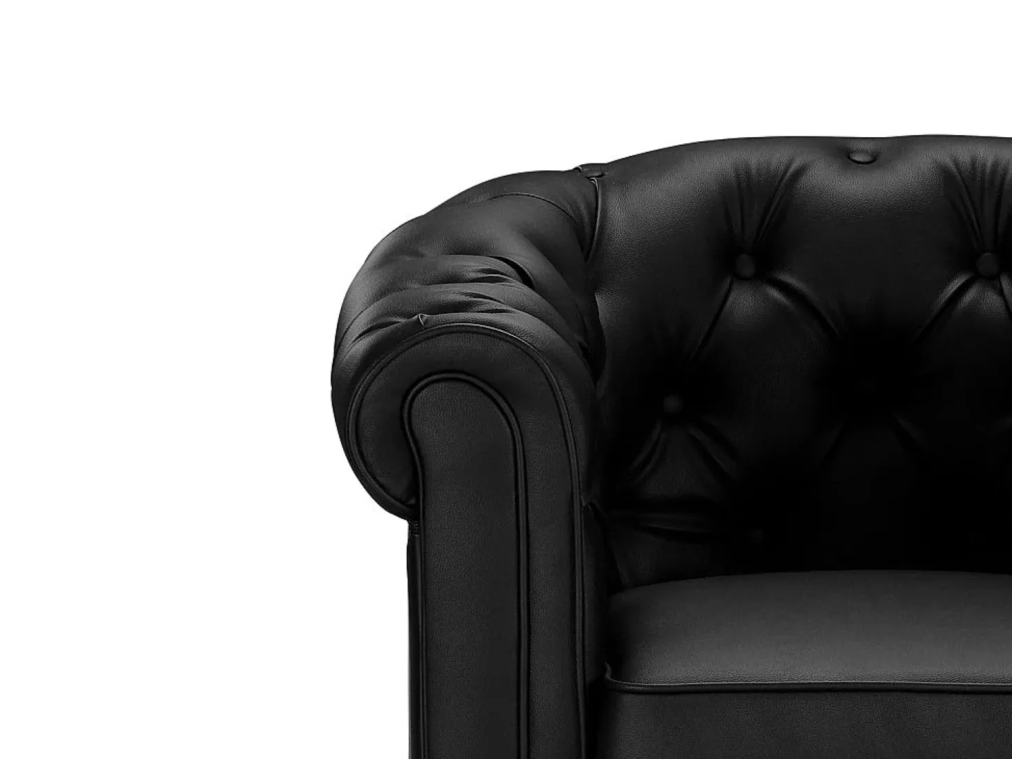 Sofá de 3 lugares e 2 cadeirões em pele sintética Preto - CHESTERFIELD