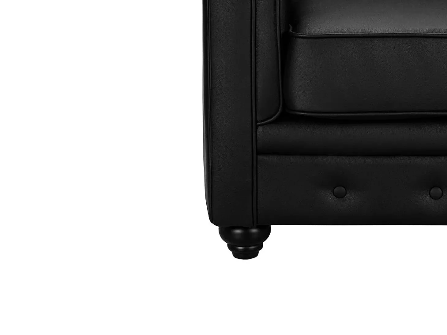 Sofá de 3 lugares e 2 cadeirões em pele sintética Preto - CHESTERFIELD