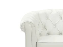 Sofá de 3 lugares e 2 cadeirões em pele sintética Branco - CHESTERFIELD