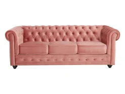 Sofá de 3 lugares e cadeirão Veludo rosa CHESTERFIELD