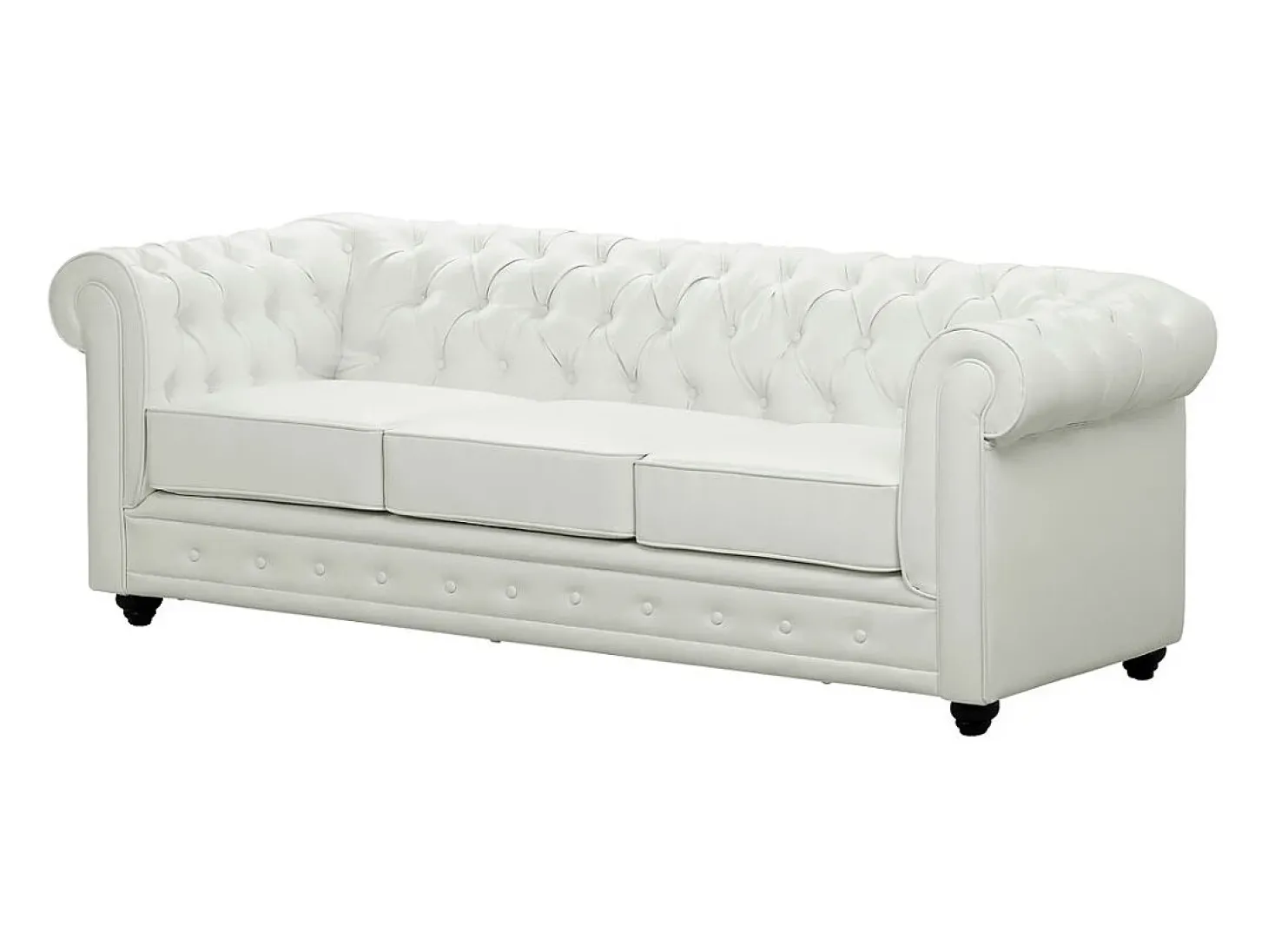 Sofá de 3 lugares e cadeirão em pele sintética Branco - CHESTERFIELD