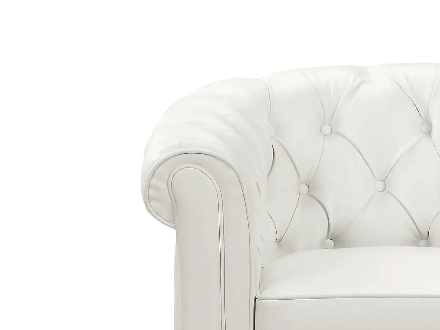 Sofá de 3 lugares e cadeirão em pele sintética Branco - CHESTERFIELD