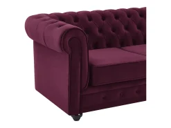 Sofá de 3 lugares e cadeirão em veludo roxo CHESTERFIELD