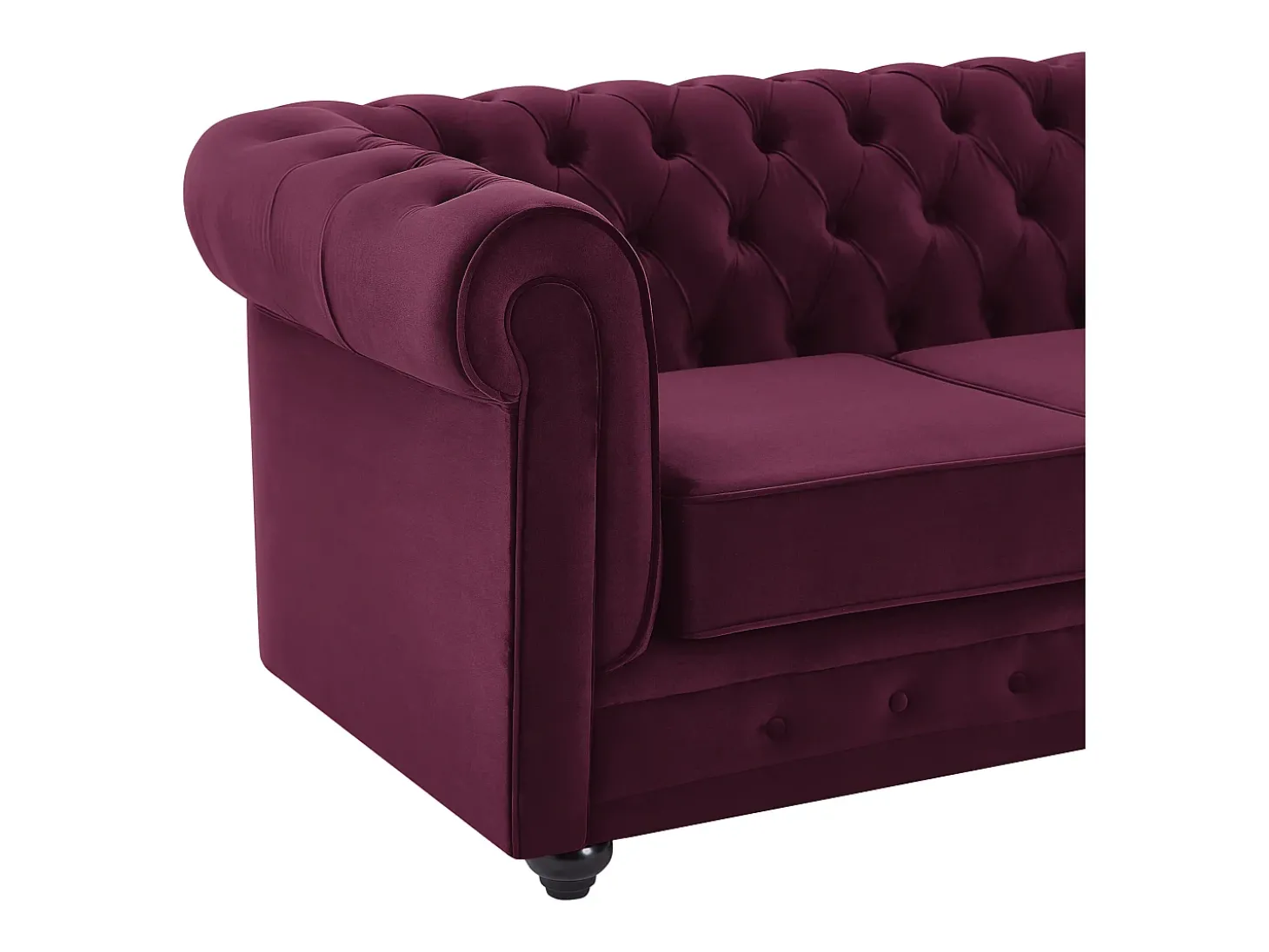Sofá de 3 lugares e cadeirão em veludo roxo CHESTERFIELD