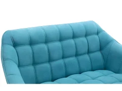 Sofá de 2 lugares e poltrona em tecido azul acolchoado. Estilo escandinavo. CASERTA