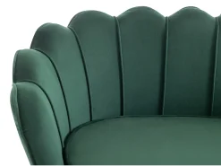 Sofá de 2 lugares e poltrona forma concha veludo verde pinho DANDELION