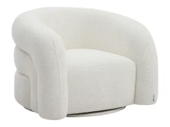 Sofá de 3 lugares e poltrona giratória em tecido bouclette branco LAPIOTA da Maison Céphy