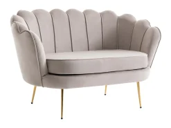 Sofá de 2 lugares e poltrona forma concha veludo taupe DANDELION