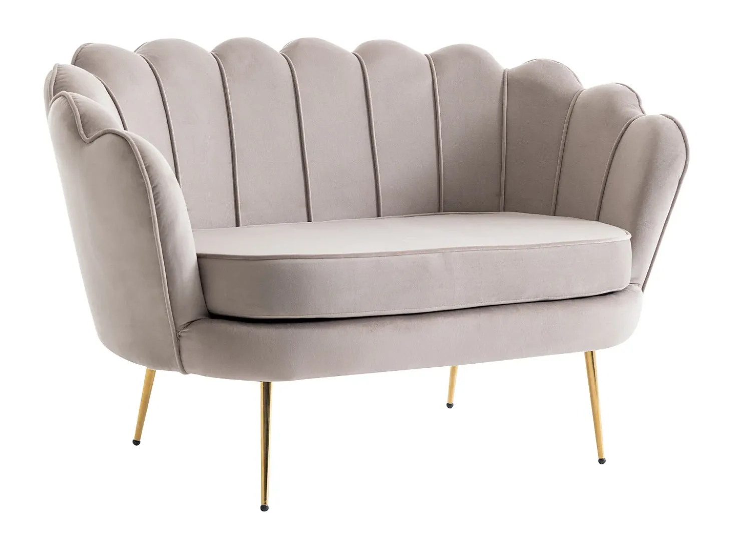 Sofá de 2 lugares e poltrona forma concha veludo taupe DANDELION