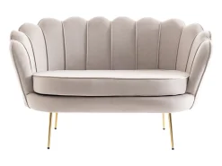 Sofá de 2 lugares e poltrona forma concha veludo taupe DANDELION