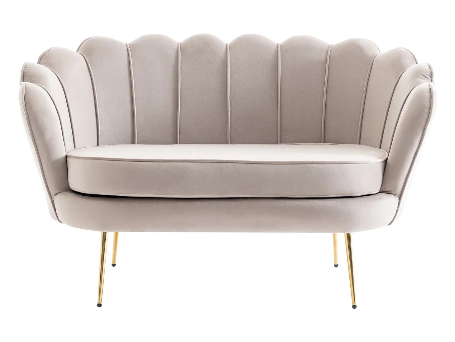 Sofá de 2 lugares e poltrona forma concha veludo taupe DANDELION