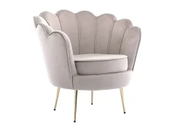 Sofá de 2 lugares e poltrona forma concha veludo taupe DANDELION