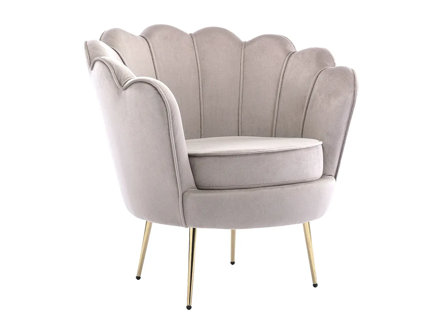 Sofá de 2 lugares e poltrona forma concha veludo taupe DANDELION