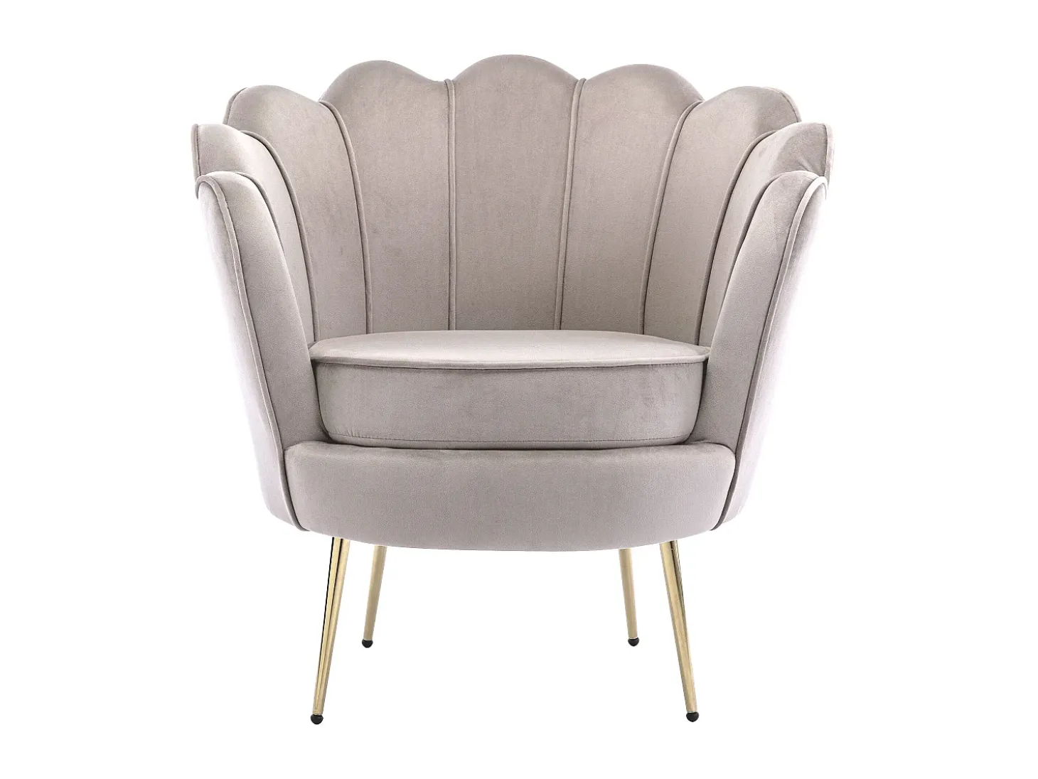 Sofá de 2 lugares e poltrona forma concha veludo taupe DANDELION
