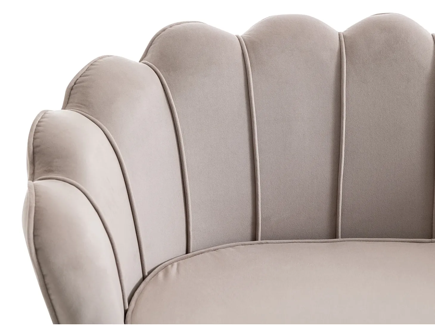 Sofá de 2 lugares e poltrona forma concha veludo taupe DANDELION