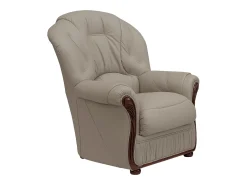 Sofá de 3 lugares e poltrona 100% pele de búfalo taupe DAPHNE