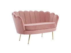 Sofá de 2 lugares e poltrona forma concha veludo cor-de-rosa DANDELION
