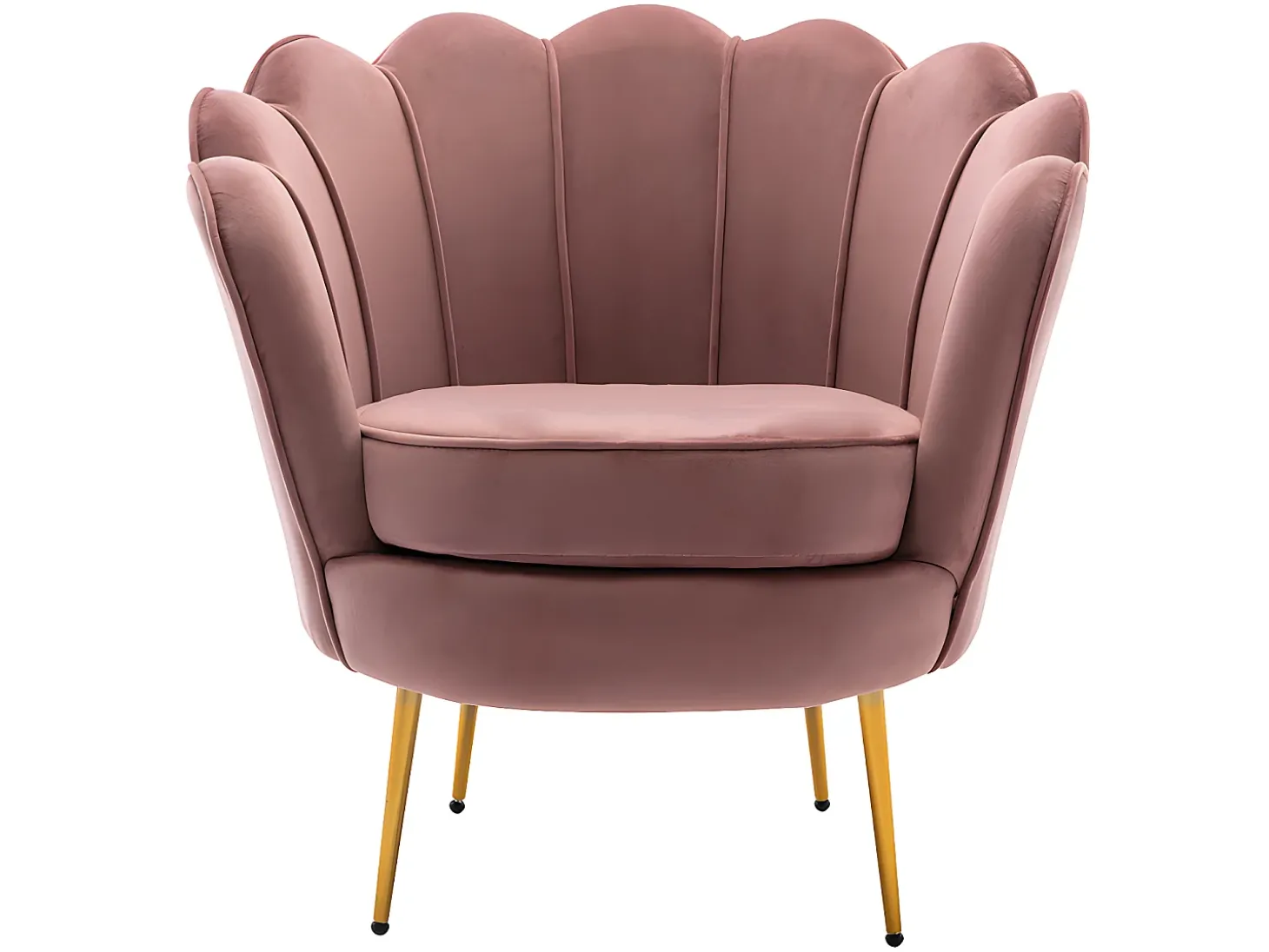 Sofá de 2 lugares e poltrona forma concha veludo cor-de-rosa DANDELION