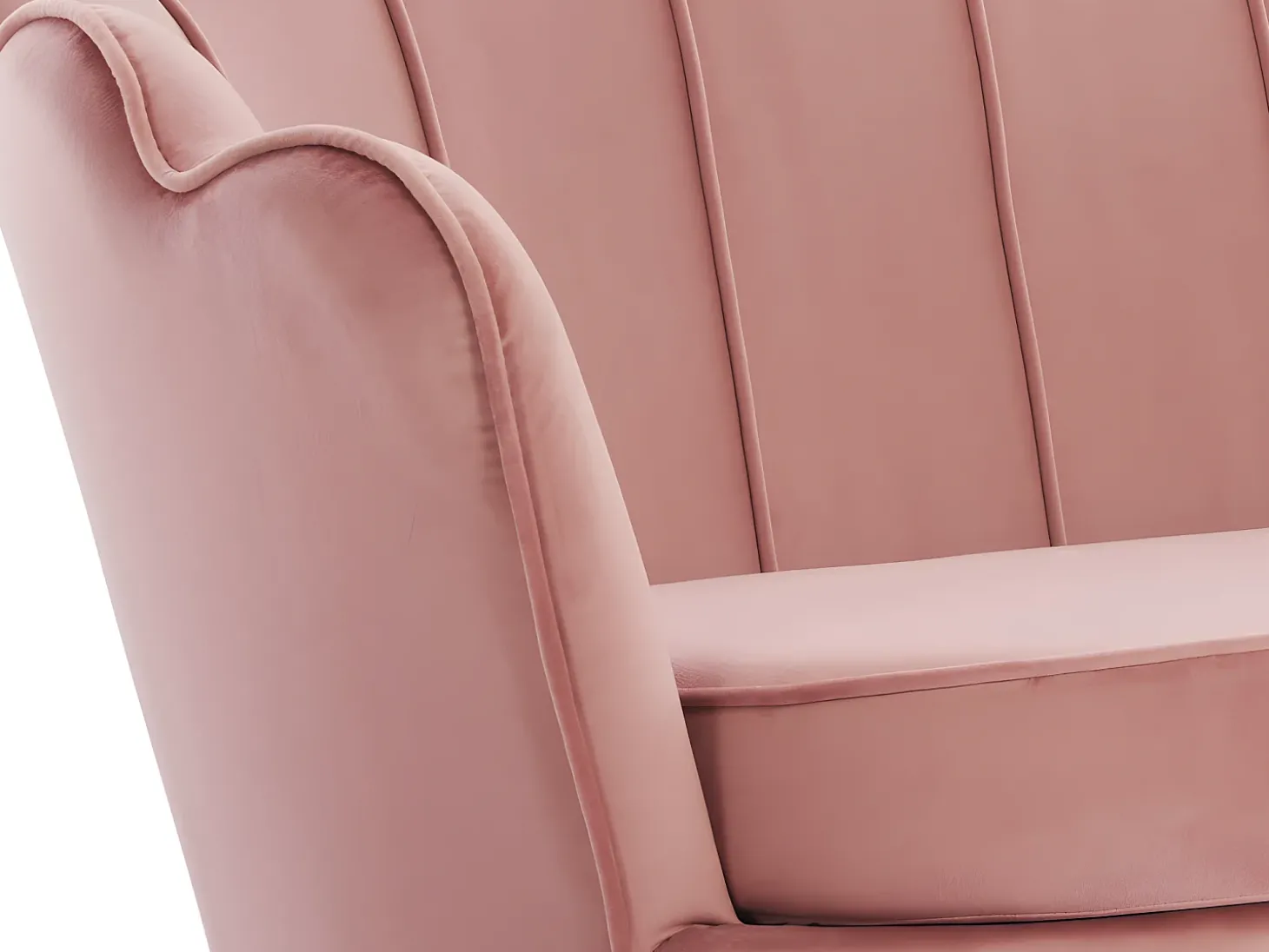 Sofá de 2 lugares e poltrona forma concha veludo cor-de-rosa DANDELION