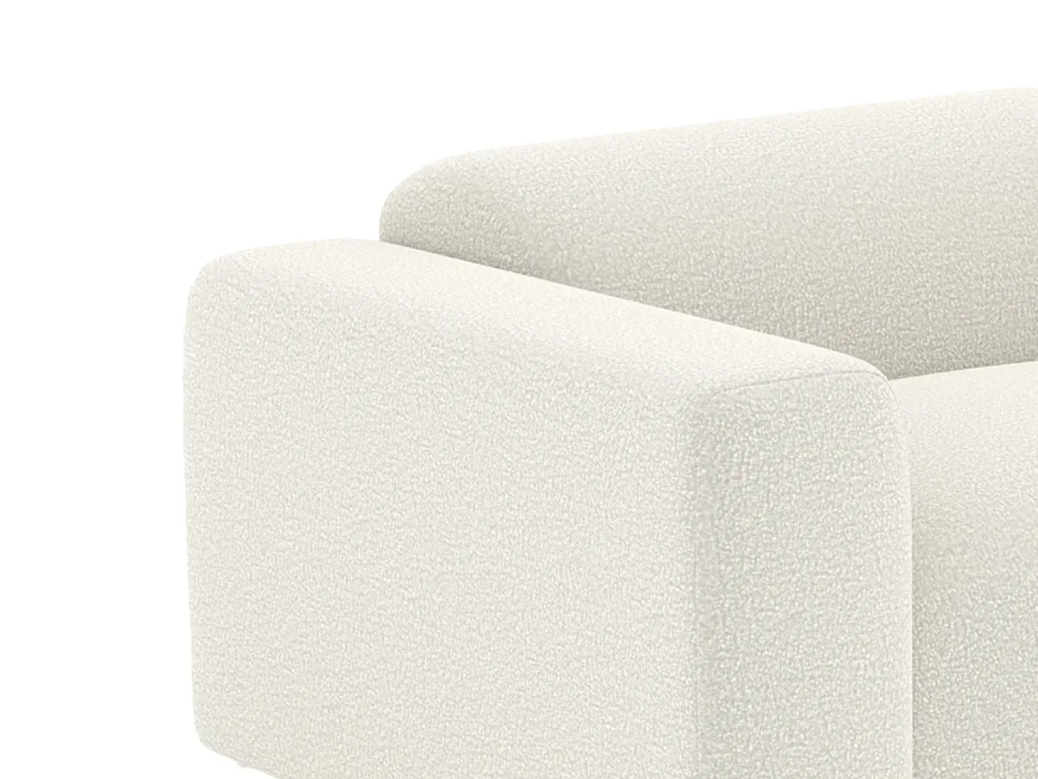 Sofá de 3 lugares e pufe tecido bouclé branco POGNI de Maison Céphy
