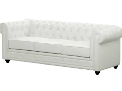 Sofá de 3 lugares e sofá de 2 lugares pele sintética branco CHESTERFIELD
