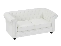 Sofá de 3 lugares e sofá de 2 lugares pele sintética branco CHESTERFIELD