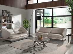 Sofá de 3 lugares em pele cinzenta taupe 6146 ANGEL CERDA