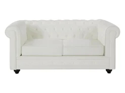 Sofá de 2 lugares em pele de búfalo branco CHESTERFIELD