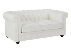 Sofá de 2 lugares em pele de búfalo branco CHESTERFIELD