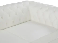 Sofá de 2 lugares em pele de búfalo branco CHESTERFIELD