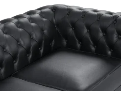 Sofá de 2 lugares em pele de búfalo preto CHESTERFIELD