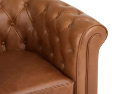 Sofá de 2 lugares em pele de vaca cor camel - CHESTERFIELD